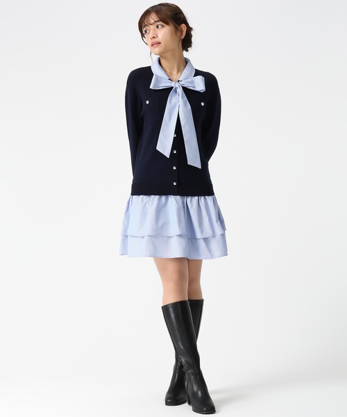 MISCH MASCH（ミッシュマッシュ）の「2026春夏新作 シャツレイヤード風ドッキングミニワンピース（ワンピース・レディース・グレー/ネイビー・ﾌﾘ-）」の3枚目の写真