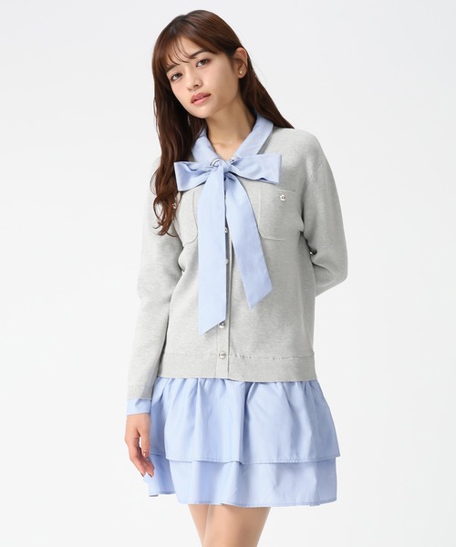 MISCH MASCH（ミッシュマッシュ）の「2026春夏新作 シャツレイヤード風ドッキングミニワンピース（ワンピース・レディース・グレー/ネイビー・ﾌﾘ-）」の5枚目の写真