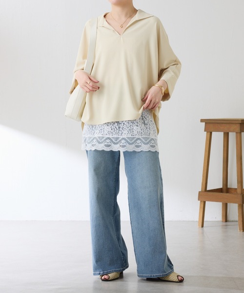 COLLAGE GALLARDAGALANTE（コラージュガリャルダガランテ）の「スカラップレースキャミソール（キャミソール・レディース・オフホワイト/ブラック・FREE）」の12枚目の写真