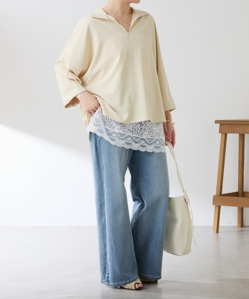 COLLAGE GALLARDAGALANTE（コラージュガリャルダガランテ）の「スカラップレースキャミソール（キャミソール・レディース・オフホワイト/ブラック・FREE）」の15枚目の写真