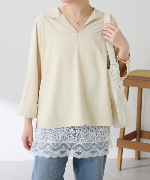 COLLAGE GALLARDAGALANTE（コラージュガリャルダガランテ）の「スカラップレースキャミソール（キャミソール・レディース・オフホワイト/ブラック・FREE）」の16枚目の写真