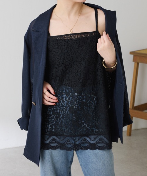 COLLAGE GALLARDAGALANTE（コラージュガリャルダガランテ）の「スカラップレースキャミソール（キャミソール・レディース・オフホワイト/ブラック・FREE）」の20枚目の写真