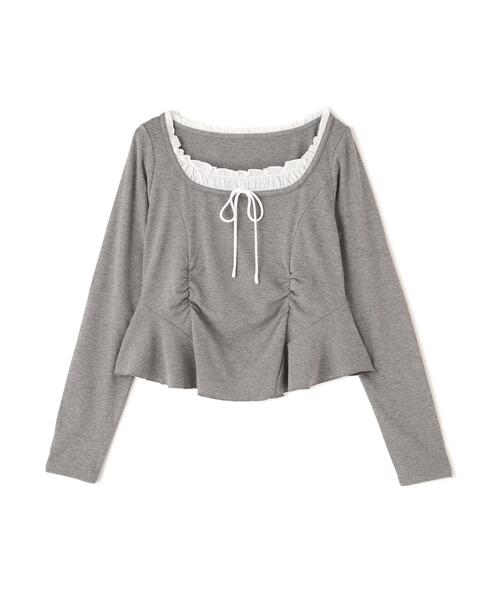 FREE'S MART（フリーズマート）の「◆レイヤード風ペプラムカットソー（Tシャツ/カットソー・レディース・ブルー/グレー/ネイビー・FREE）」の15枚目の写真