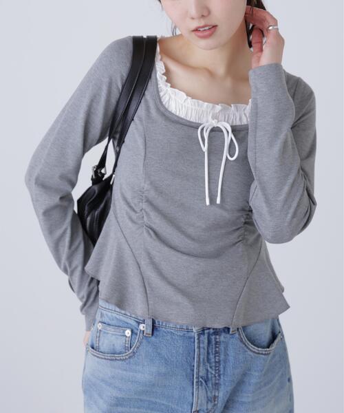 FREE'S MART（フリーズマート）の「◆レイヤード風ペプラムカットソー（Tシャツ/カットソー・レディース・ブルー/グレー/ネイビー・FREE）」の16枚目の写真