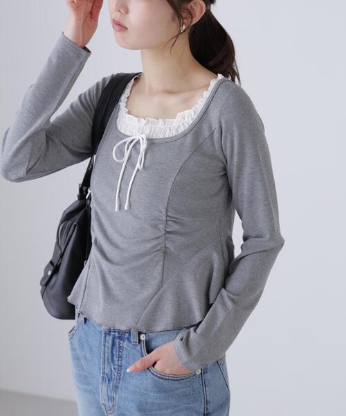 FREE'S MART（フリーズマート）の「◆レイヤード風ペプラムカットソー（Tシャツ/カットソー・レディース・ブルー/グレー/ネイビー・FREE）」の17枚目の写真