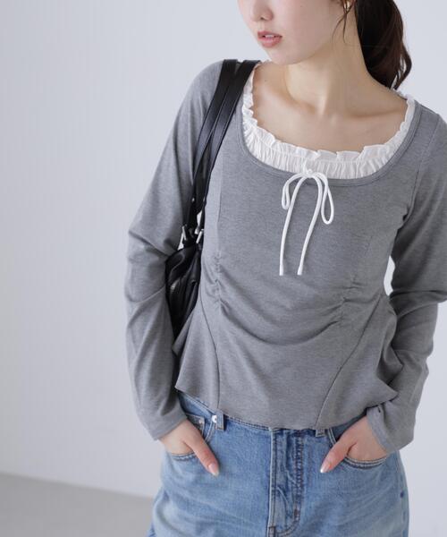 FREE'S MART（フリーズマート）の「◆レイヤード風ペプラムカットソー（Tシャツ/カットソー・レディース・ブルー/グレー/ネイビー・FREE）」の18枚目の写真