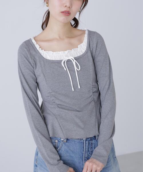 FREE'S MART（フリーズマート）の「◆レイヤード風ペプラムカットソー（Tシャツ/カットソー・レディース・ブルー/グレー/ネイビー・FREE）」の19枚目の写真