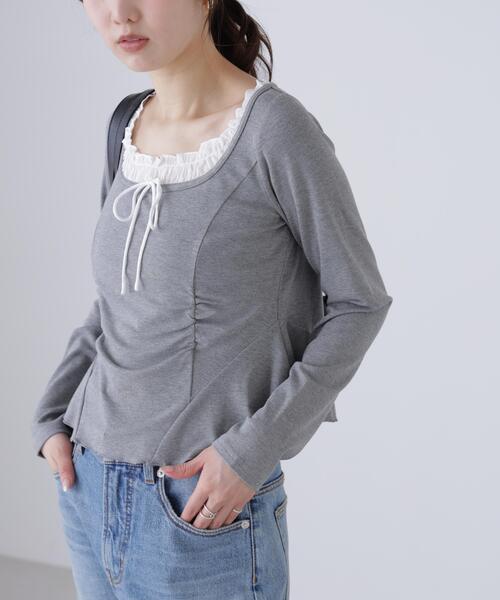 FREE'S MART（フリーズマート）の「◆レイヤード風ペプラムカットソー（Tシャツ/カットソー・レディース・ブルー/グレー/ネイビー・FREE）」の20枚目の写真