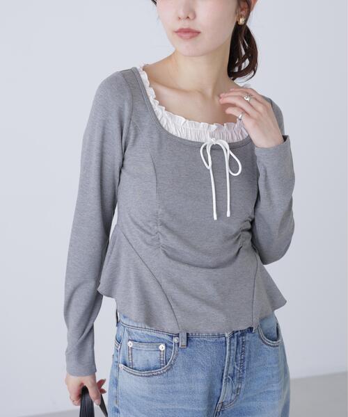 FREE'S MART（フリーズマート）の「◆レイヤード風ペプラムカットソー（Tシャツ/カットソー・レディース・ブルー/グレー/ネイビー・FREE）」の21枚目の写真