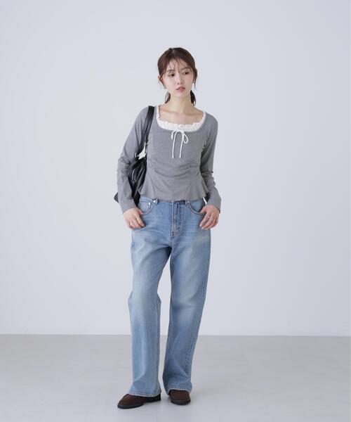 FREE'S MART（フリーズマート）の「◆レイヤード風ペプラムカットソー（Tシャツ/カットソー・レディース・ブルー/グレー/ネイビー・FREE）」の22枚目の写真