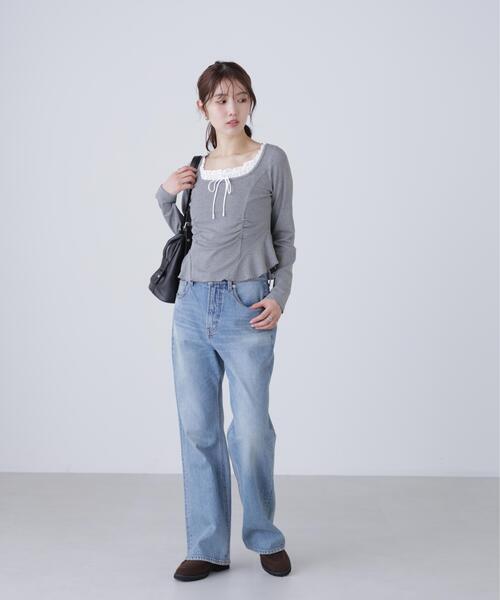 FREE'S MART(フリーズマート)の「◆レイヤード風ペプラムカットソー(Tシャツ/カットソー・レディース・ブルー/グレー/ネイビー・FREE)」の12枚目の写真