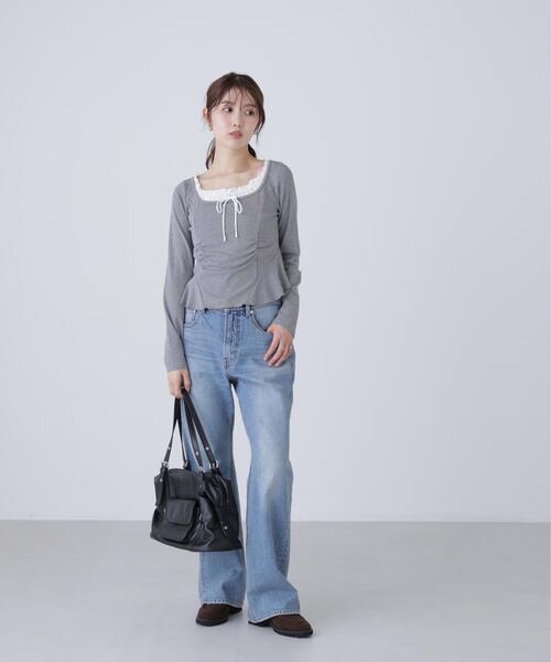 FREE'S MART(フリーズマート)の「◆レイヤード風ペプラムカットソー(Tシャツ/カットソー・レディース・ブルー/グレー/ネイビー・FREE)」の13枚目の写真