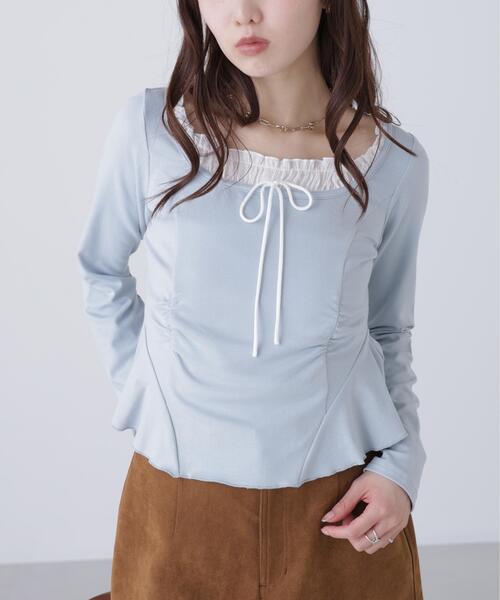 FREE'S MART(フリーズマート)の「◆レイヤード風ペプラムカットソー(Tシャツ/カットソー・レディース・ブルー/グレー/ネイビー・FREE)」の19枚目の写真