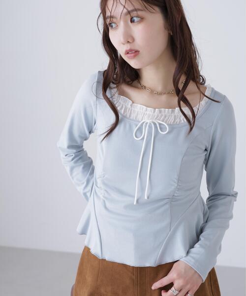 FREE'S MART(フリーズマート)の「◆レイヤード風ペプラムカットソー(Tシャツ/カットソー・レディース・ブルー/グレー/ネイビー・FREE)」の21枚目の写真