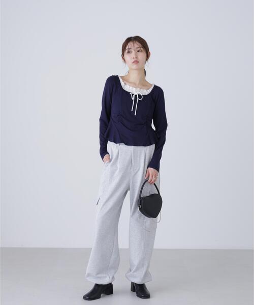 FREE'S MART（フリーズマート）の「◆レイヤード風ペプラムカットソー（Tシャツ/カットソー・レディース・ブルー/グレー/ネイビー・FREE）」の6枚目の写真