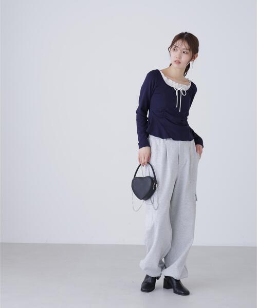 FREE'S MART（フリーズマート）の「◆レイヤード風ペプラムカットソー（Tシャツ/カットソー・レディース・ブルー/グレー/ネイビー・FREE）」の7枚目の写真