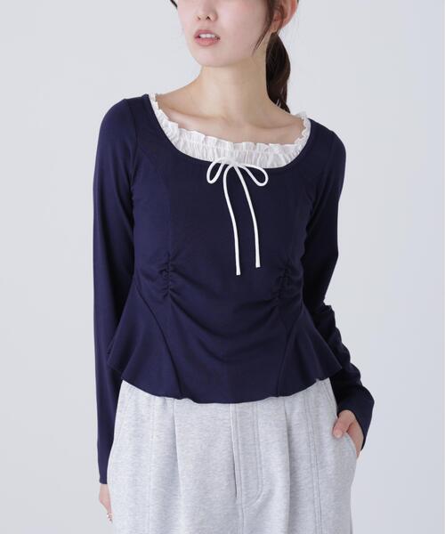 FREE'S MART（フリーズマート）の「◆レイヤード風ペプラムカットソー（Tシャツ/カットソー・レディース・ブルー/グレー/ネイビー・FREE）」の8枚目の写真