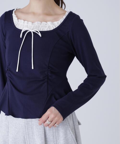 FREE'S MART（フリーズマート）の「◆レイヤード風ペプラムカットソー（Tシャツ/カットソー・レディース・ブルー/グレー/ネイビー・FREE）」の12枚目の写真