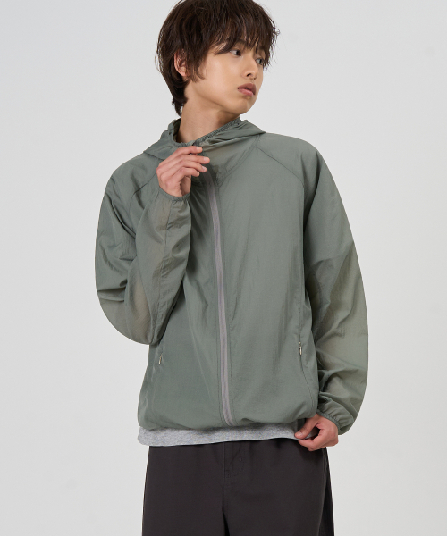TOFFEE(トフィー)の「リップストップシアウィンドブレーカージャケット (セージグレー)(ナイロンジャケット・メンズ・その他・SMALL/MEDIUM/LARGE/X-LARGE)」の1枚目の写真