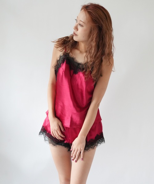 Jelly moo（ジェリームー）の「【 Jelly moo / ジェリームー 】 グロッシー シャイニーレース セットアップ（キャミソール・レディース・ブラック/スモークピンク/バーガンディー/シャンパン・FREE）」の11枚目の写真