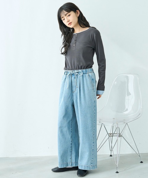 mil(ミル)の「リラックス デニム ワイドパンツ【586189】(デニムパンツ・レディース・サックスブルー/ブラック・S-Short/S-Regular/M-Short/M-Regular)」の15枚目の写真