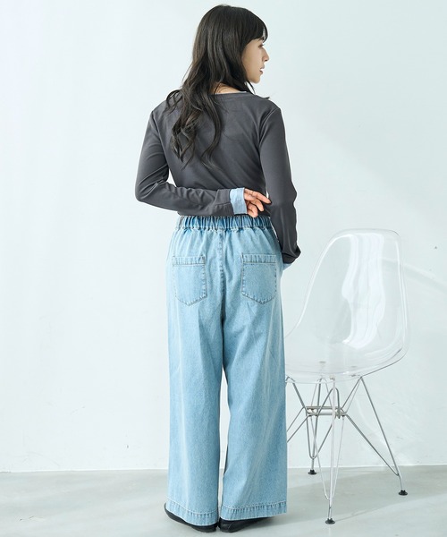 mil(ミル)の「リラックス デニム ワイドパンツ【586189】(デニムパンツ・レディース・サックスブルー/ブラック・S-Short/S-Regular/M-Short/M-Regular)」の16枚目の写真