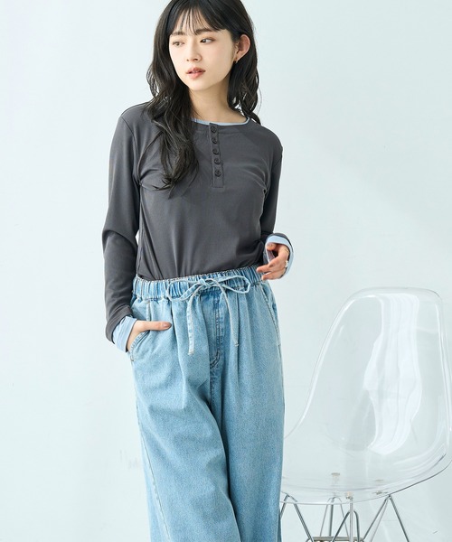 mil(ミル)の「リラックス デニム ワイドパンツ【586189】(デニムパンツ・レディース・サックスブルー/ブラック・S-Short/S-Regular/M-Short/M-Regular)」の17枚目の写真