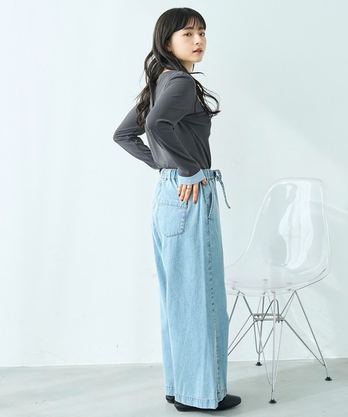 mil(ミル)の「リラックス デニム ワイドパンツ【586189】(デニムパンツ・レディース・サックスブルー/ブラック・S-Short/S-Regular/M-Short/M-Regular)」の18枚目の写真