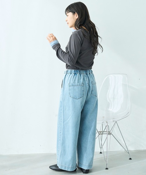 mil(ミル)の「リラックス デニム ワイドパンツ【586189】(デニムパンツ・レディース・サックスブルー/ブラック・S-Short/S-Regular/M-Short/M-Regular)」の19枚目の写真