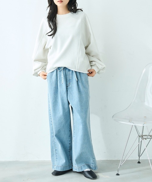 mil(ミル)の「リラックス デニム ワイドパンツ【586189】(デニムパンツ・レディース・サックスブルー/ブラック・S-Short/S-Regular/M-Short/M-Regular)」の21枚目の写真