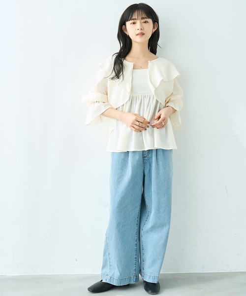 mil(ミル)の「リラックス デニム ワイドパンツ【586189】(デニムパンツ・レディース・サックスブルー/ブラック・S-Short/S-Regular/M-Short/M-Regular)」の4枚目の写真