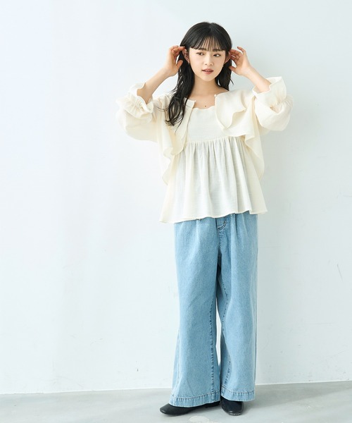 mil(ミル)の「リラックス デニム ワイドパンツ【586189】(デニムパンツ・レディース・サックスブルー/ブラック・S-Short/S-Regular/M-Short/M-Regular)」の5枚目の写真