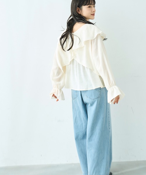 mil(ミル)の「リラックス デニム ワイドパンツ【586189】(デニムパンツ・レディース・サックスブルー/ブラック・S-Short/S-Regular/M-Short/M-Regular)」の6枚目の写真