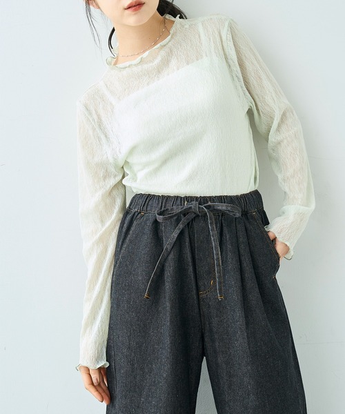 mil(ミル)の「リラックス デニム ワイドパンツ【586189】(デニムパンツ・レディース・サックスブルー/ブラック・S-Short/S-Regular/M-Short/M-Regular)」の10枚目の写真