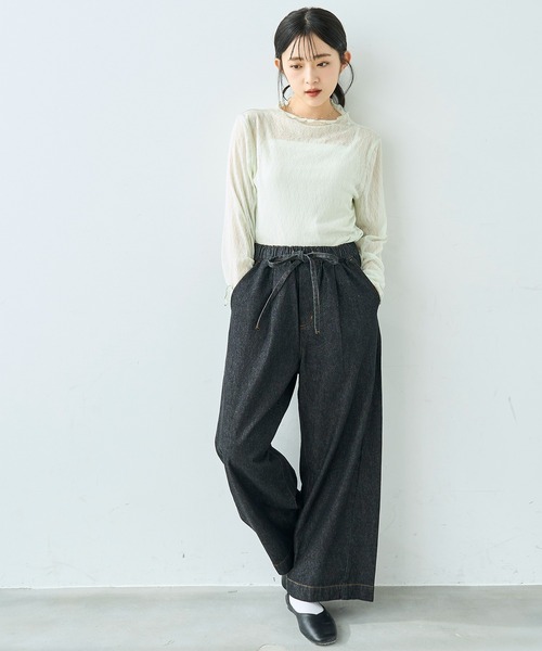 mil(ミル)の「リラックス デニム ワイドパンツ【586189】(デニムパンツ・レディース・サックスブルー/ブラック・S-Short/S-Regular/M-Short/M-Regular)」の7枚目の写真