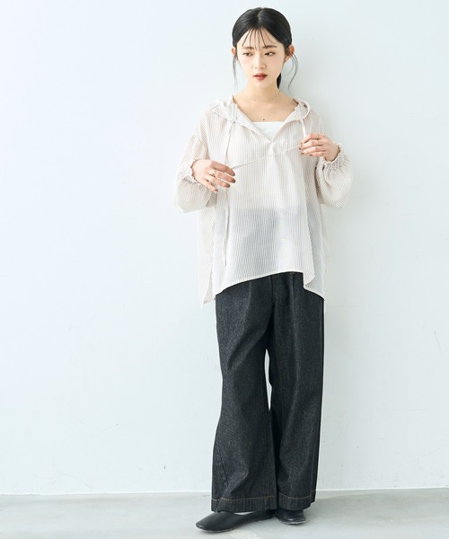 mil(ミル)の「リラックス デニム ワイドパンツ【586189】(デニムパンツ・レディース・サックスブルー/ブラック・S-Short/S-Regular/M-Short/M-Regular)」の13枚目の写真