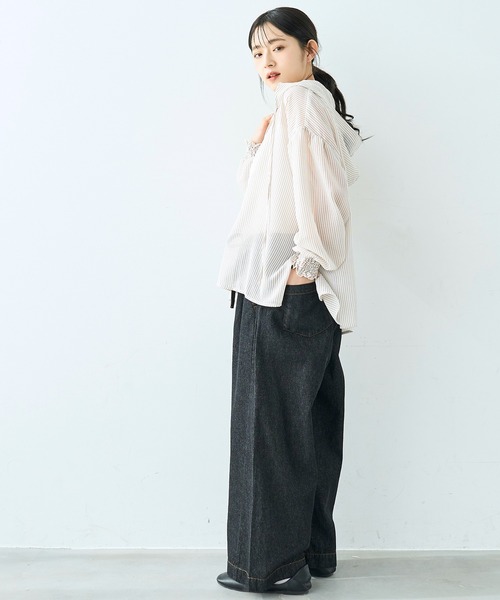 mil(ミル)の「リラックス デニム ワイドパンツ【586189】(デニムパンツ・レディース・サックスブルー/ブラック・S-Short/S-Regular/M-Short/M-Regular)」の14枚目の写真