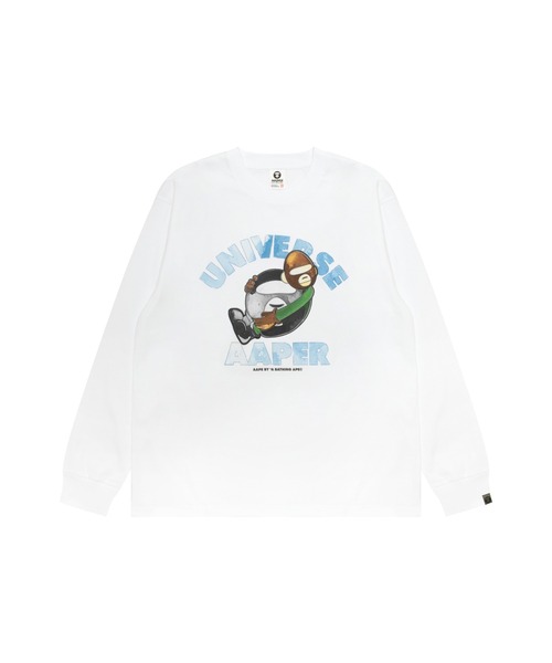 AAPE BY A BATHING APE(エーエイプバイアベイシングエイプ)の「AAPER "ALFA & PLANET" LONG SLEEVE TEE(Tシャツ/カットソー・メンズ・ホワイト・MEDIUM/LARGE/SMALL/X-LARGE)」の1枚目の写真
