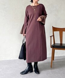 シルケットポンチフレアスリーブワンピース