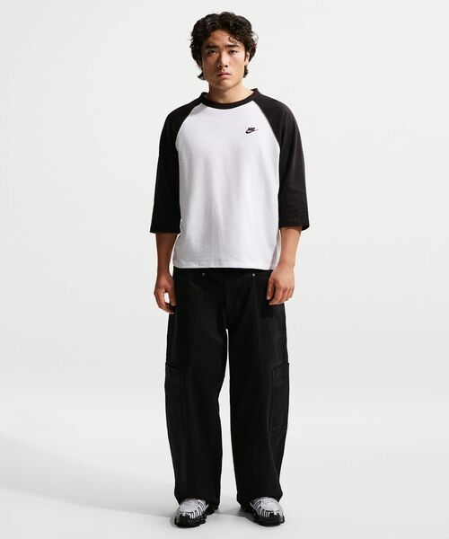 NIKE（ナイキ）の「ナイキ スポーツウェア クラブ メンズ 3/4スリーブ ラグラン トップ / Nike Sportswear Club Men's 3/4-Sleeve Raglan Top IF0756-010 Black（Tシャツ/カットソー・メンズ・ブラック・L/XL/S/M/2XL）」の3枚目の写真