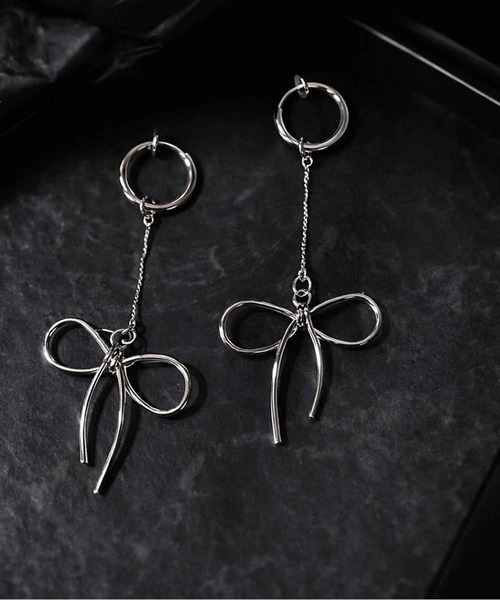 NOLITA LABORATORY（ノリータラボラトリー）の「【 NOLITA / ノリータ 】リボン シルエット チェーン ロング イヤリング ノンホールピアス JOY-SOU（イヤリング・レディース・シルバー・FREE）」の4枚目の写真
