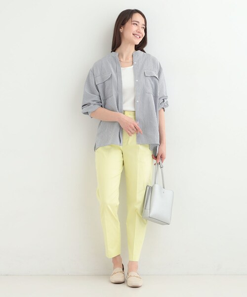 SHOO・LA・RUE（シューラルー）の「【イージーケア/S-LL/UV】きれいめにもラフにも　ダブルフラップポケットバンドカラーシャツ（シャツ/ブラウス・レディース・ブラウン系その他/ベビーピンク/ライトベージュ/ネイビー系2・04/03/02/01）」の20枚目の写真