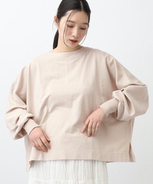 studio CLIP（スタディオクリップ）の「《natural by clip》ミニ裏毛Ｗバイオゆるプルオーバー（Tシャツ/カットソー・レディース・ネイビー/ライトグリーン/ライトグレー・FREE）」の4枚目の写真