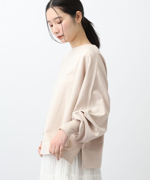 studio CLIP（スタディオクリップ）の「《natural by clip》ミニ裏毛Ｗバイオゆるプルオーバー（Tシャツ/カットソー・レディース・ネイビー/ライトグリーン/ライトグレー・FREE）」の5枚目の写真