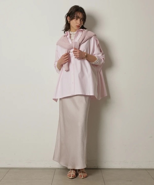 CADUNE(カデュネ)の「ヴィンテージサテンナロースカート(スカート・レディース・ピンクベージュ/グレイッシュベージュ/オフホワイト/ネイビー/ブラウン/ボルドー・38/36/34)」の22枚目の写真