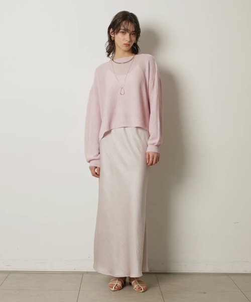 CADUNE（カデュネ）の「ヴィンテージサテンナロースカート（スカート・レディース・ピンクベージュ/グレイッシュベージュ/オフホワイト/ネイビー・38/36/34）」の22枚目の写真