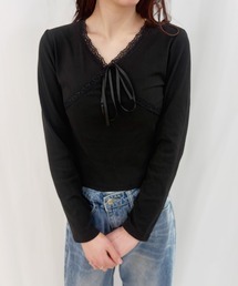 【ZOZOTOWN限定】フリースリボンレースカットソー