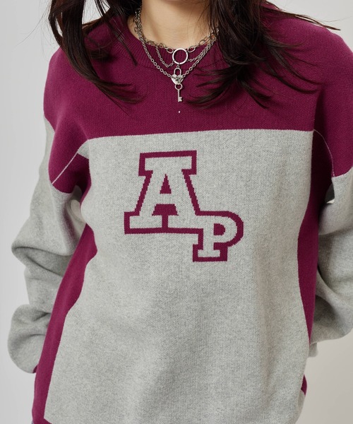 atmos pink(アトモスピンク)の「atmos pink Rugger Knit Top / アトモス ピンク ラガー ニット トップ(ニット/セーター・レディース・グレー/ブラック・FREE)」の10枚目の写真