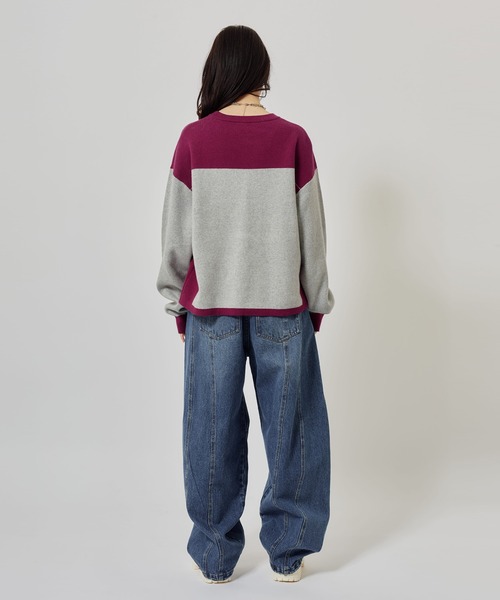 atmos pink(アトモスピンク)の「atmos pink Rugger Knit Top / アトモス ピンク ラガー ニット トップ(ニット/セーター・レディース・グレー/ブラック・FREE)」の6枚目の写真