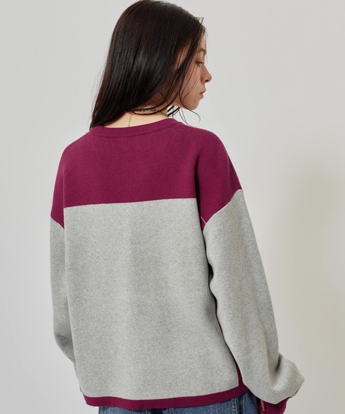 atmos pink(アトモスピンク)の「atmos pink Rugger Knit Top / アトモス ピンク ラガー ニット トップ(ニット/セーター・レディース・グレー/ブラック・FREE)」の5枚目の写真